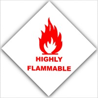 6 x Red on White Highly Flammable-External Self Adhesive Warning Stickers-Bottle Logo-Health and Safety Sign 